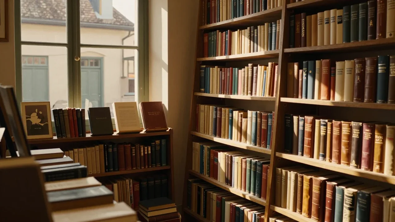 Collection d'objets anciens sur une table en bois avec loupe pour l'estimation