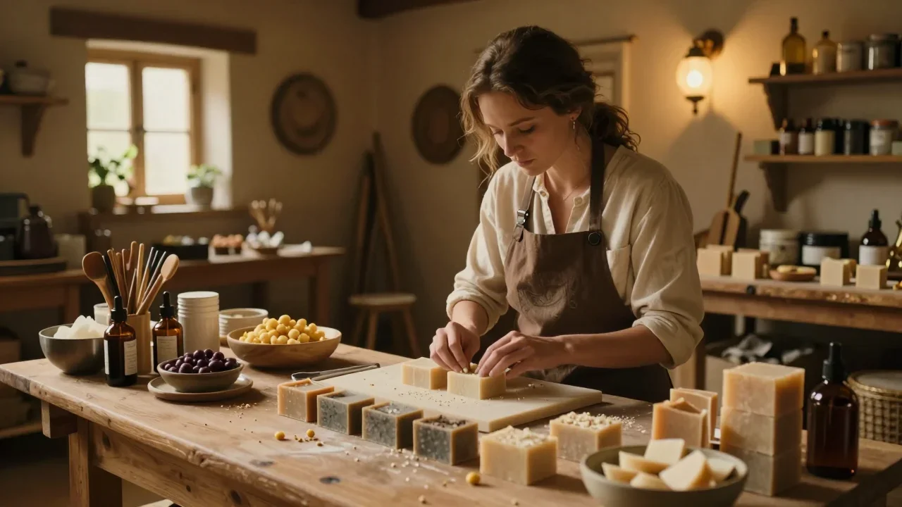 Harmonica vintage démonté sur table de travail avec outils de précision et plaques en cuivre nettoyées
