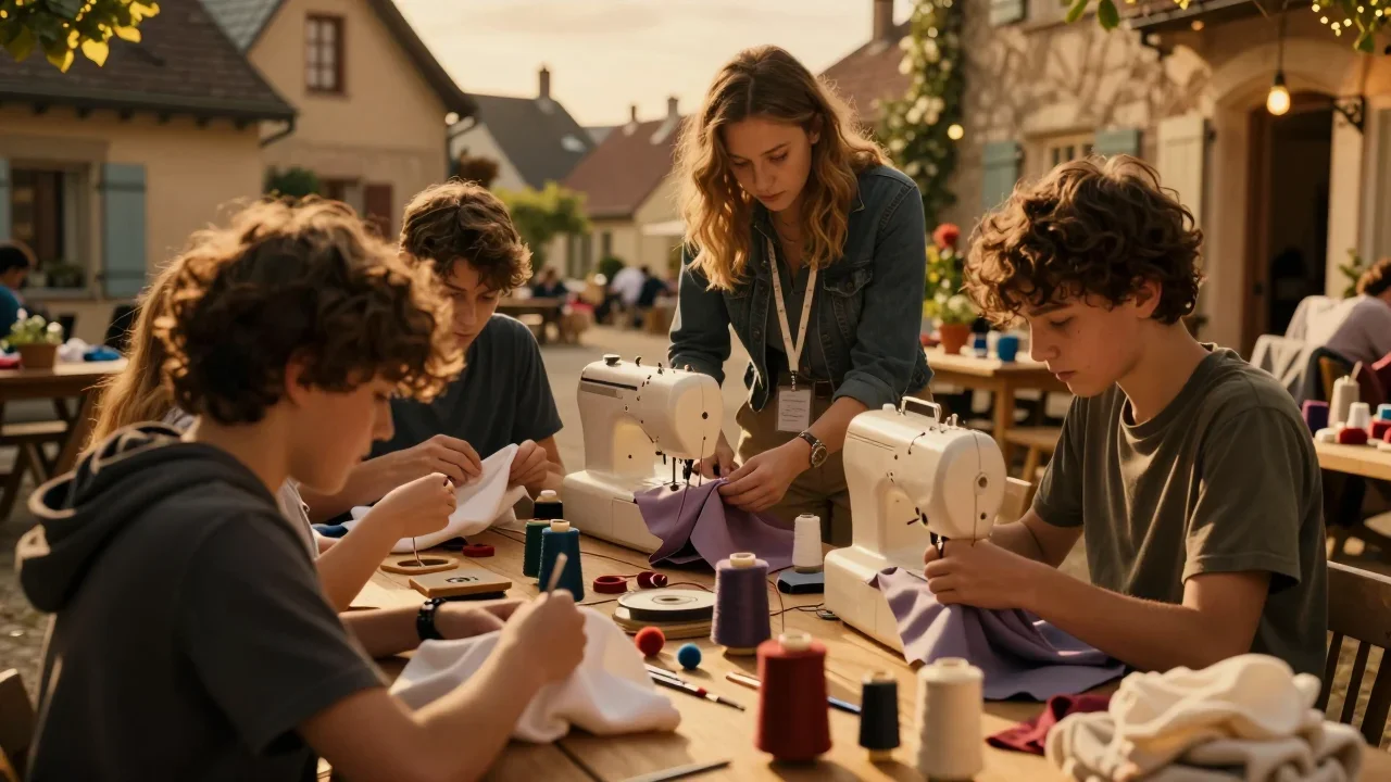 Casque intercom moto sans fil posé sur un guidon en métal brossé avec câbles de connexion visibles