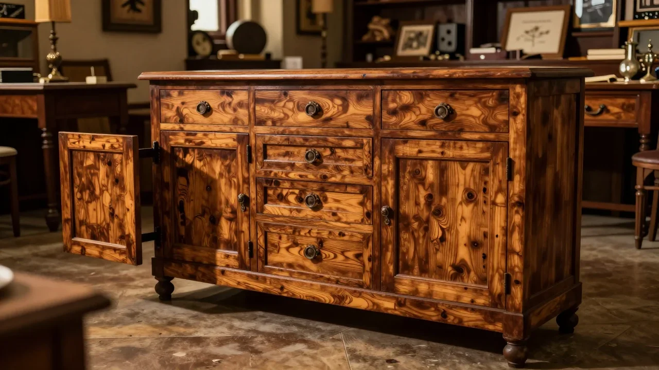 Jumelles optiques posées sur une table en bois avec lumière naturelle, lentilles frontales propres et joints visibles