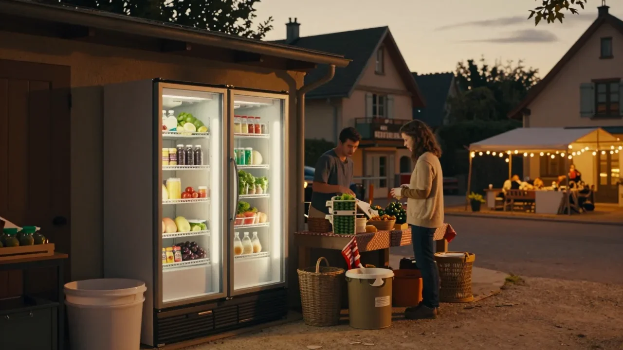 Inspection rapprochée des articulations en aluminium et des charnières d'une poussette double sur un sol en béton clair
