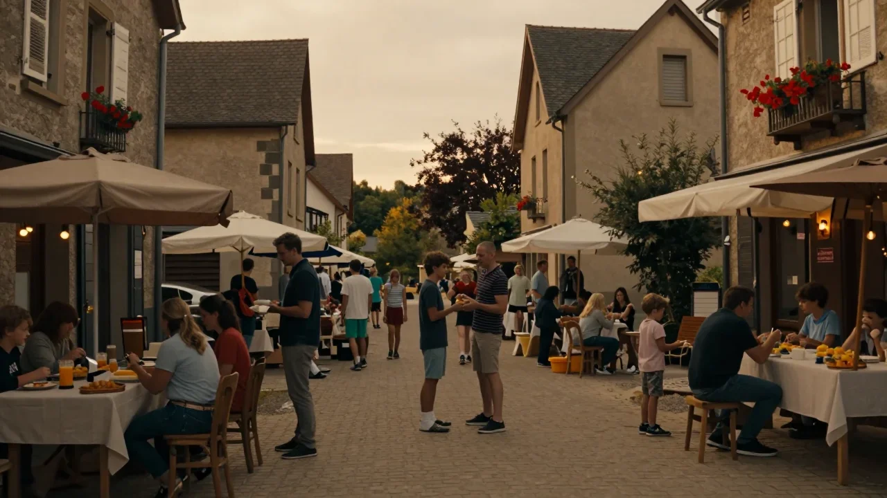 Main tenant un manuel automobile vintage ouvert sur une table de travail avec une règle et des outils de reliure