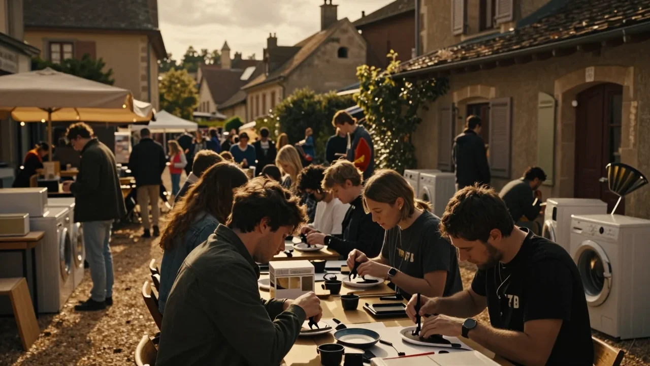 Cartable en cuir marron posé sur une table en bois clair avec brosse souple et chiffon microfibre, lumière naturelle de fenêtre