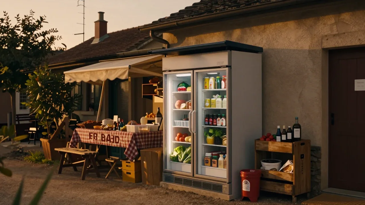 Vue de dessus d'une Olivetti Lettera32 posée sur un carton mat avec page test typographique et outils de lubrification à proximité