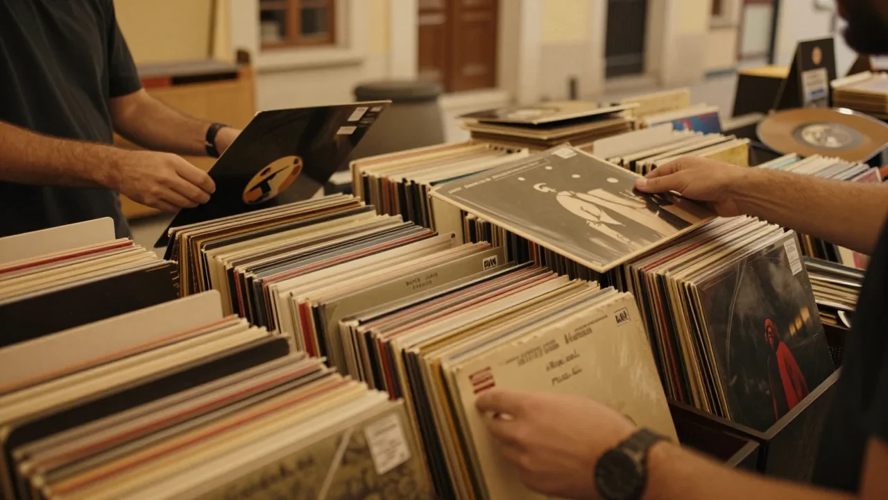 Mains inspectant les coutures et le tissage d'un drap-housse en lin ancien sur une table en bois
