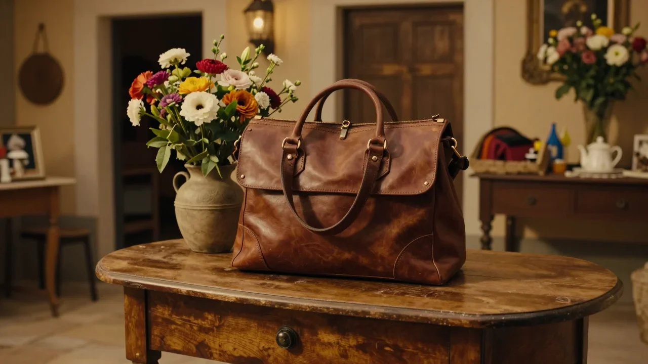 Tente familiale dépliée sur pelouse avec notes d'usure visibles et piquets rangés à côté