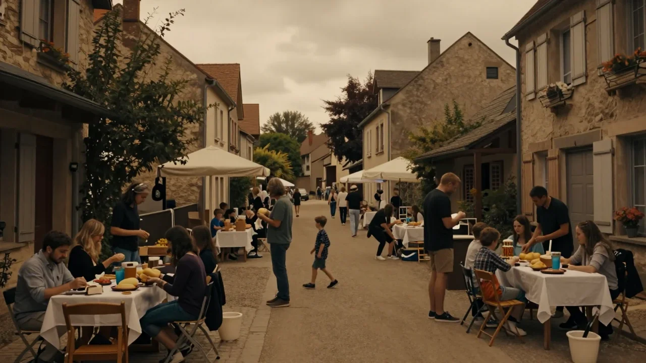 Jeu de société des années quatre vingt ouvert sur une table avec pions et cartes disposés pour inventaire