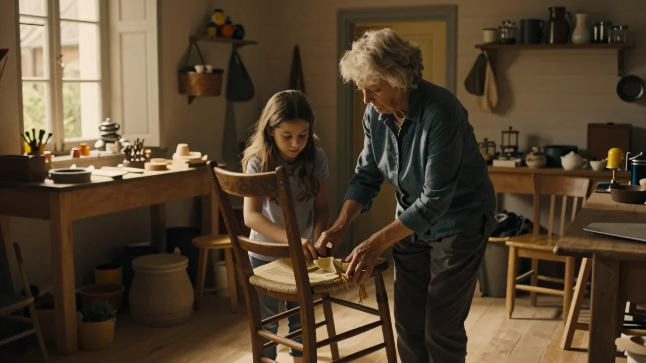 Enfant ajustant la hauteur du guidon sur une draisienne d occasion en extérieur