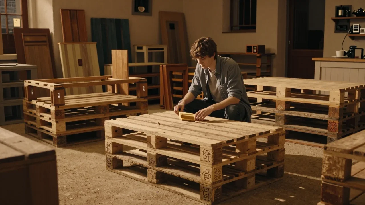 Planche à découper en chêne huilée et poncée posée sur un comptoir de cuisine en bois clair