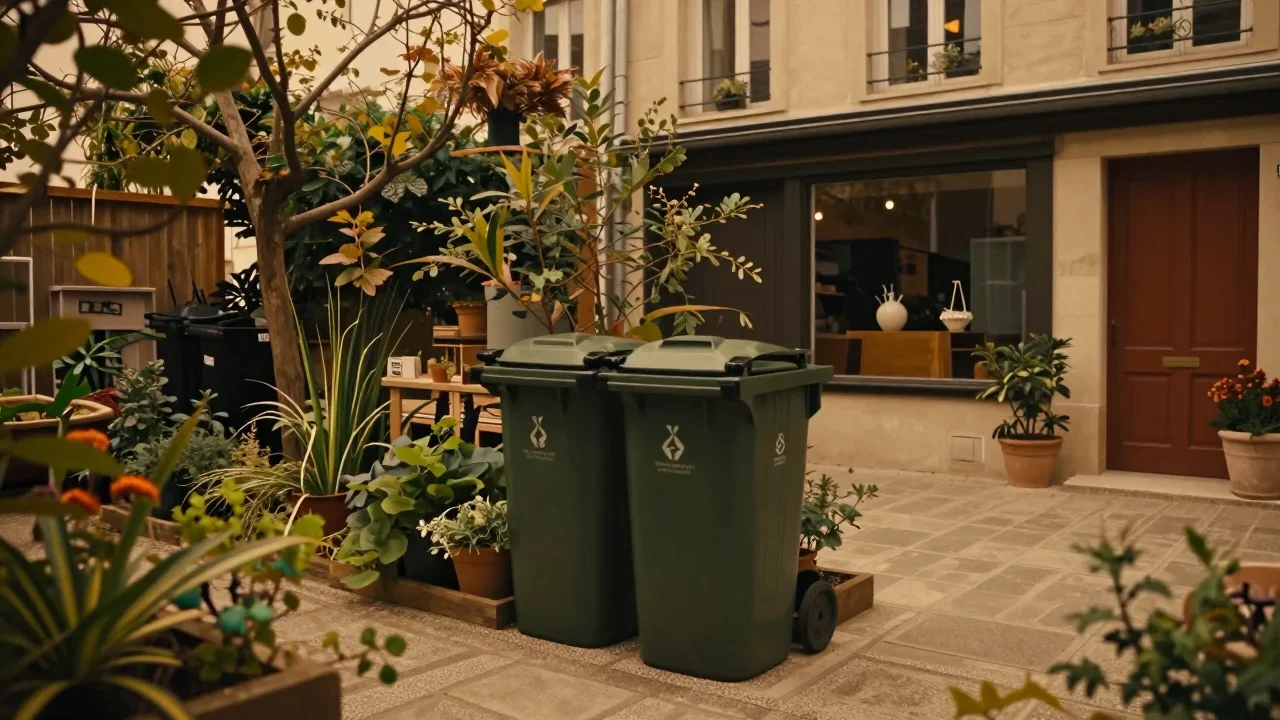 Sac de randonnée avec sangles dorsales renforcées posé sur une table de travail en bois, outils de couture et mètre ruban visibles