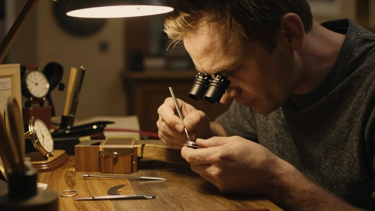 Vue rapprochée d'un amplificateur à lampes avec douilles propres et cadran de compteur aligné sur fond neutre