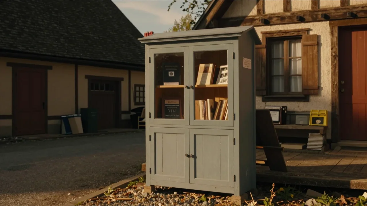 Table de ping-pong pliante ouverte avec charnières métalliques visibles et tapis noir en état