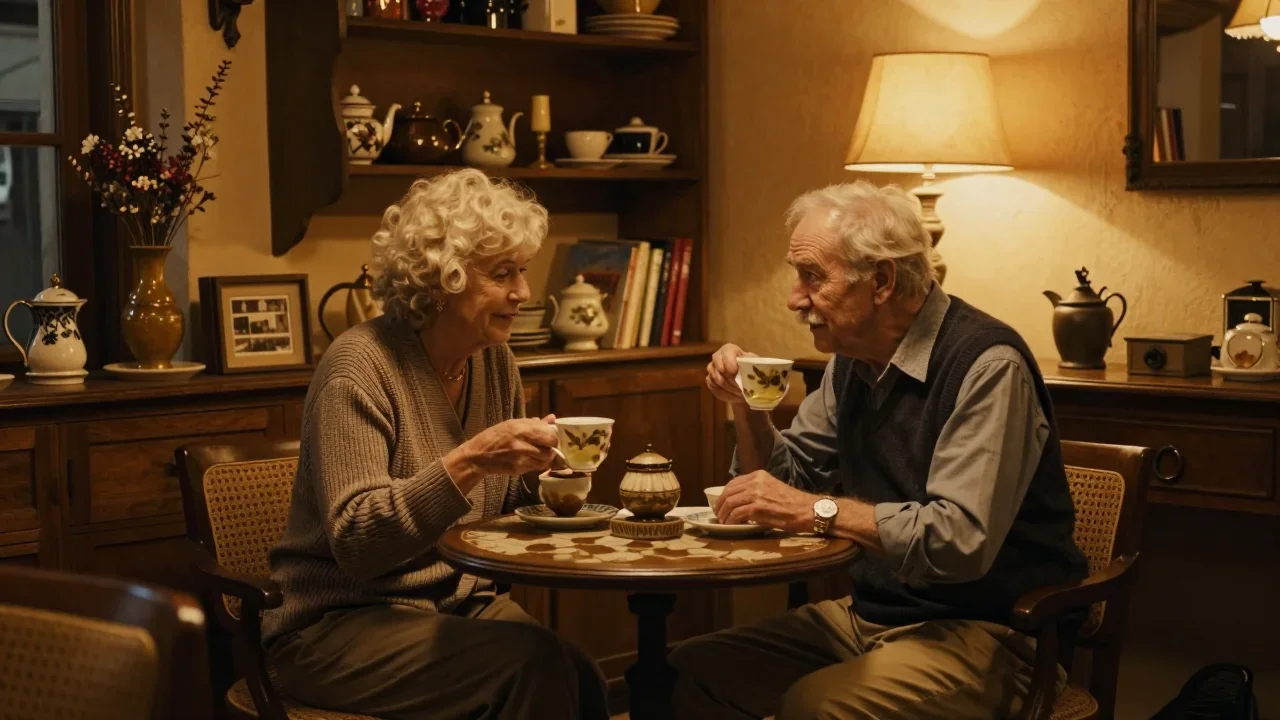 Chaise haute d'occasion posée sur un sol clair, loquets latéraux visibles et étiquette technique lisible pour inspection