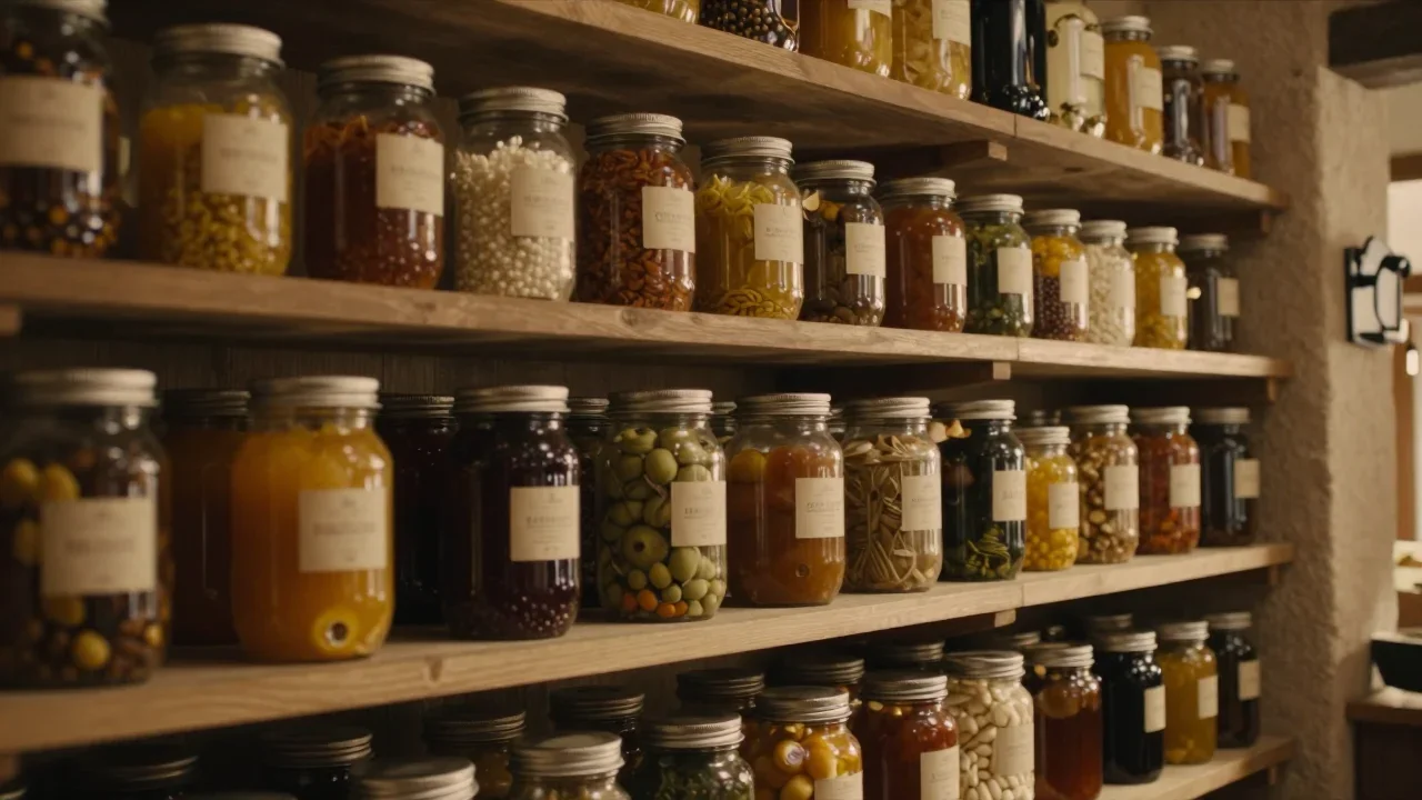 Tente de camping dépliée sur un sol herbeux avec piquets inspectés et kit de réparation visible à côté