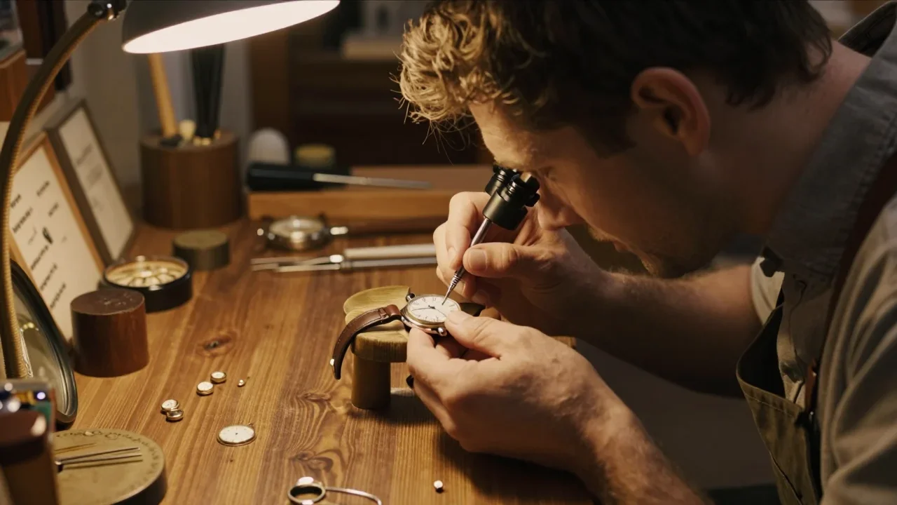 Paire de jumelles Nikon Aculon posées sur une table en bois avec lumière naturelle, montrant l'état des verres et du mécanisme central