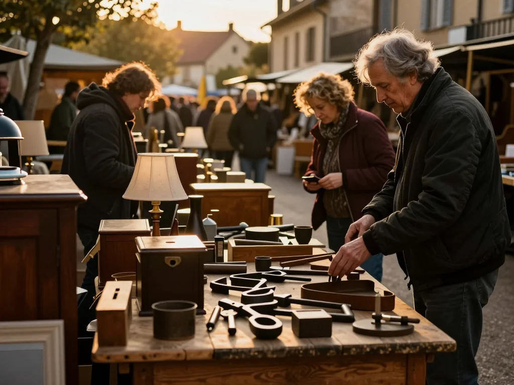 Vêtements soigneusement pliés sur une table lumineuse prêts à être envoyés via une plateforme de revente locale - illustration 1