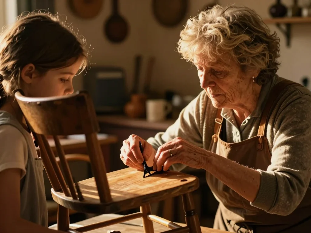 Machine à écrire vintage en cours de nettoyage sur un établi avec outils et documentation - illustration 1