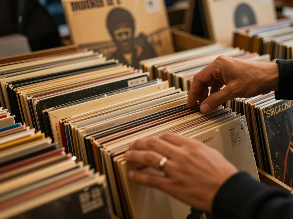Table de ping pong d'occasion posée sur un sol en béton, charnières visibles et tapis contrôlé avec une balle - illustration 1