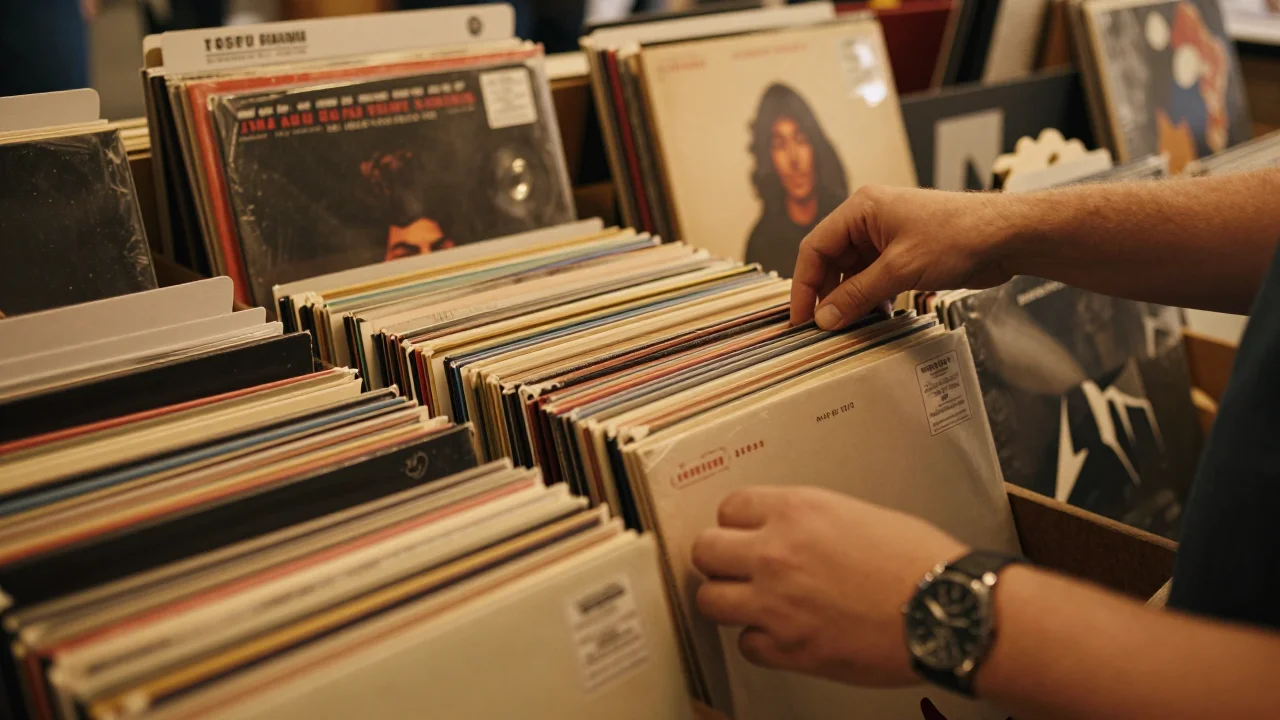 Table de ping pong d'occasion posée sur un sol en béton, charnières visibles et tapis contrôlé avec une balle - illustration 2