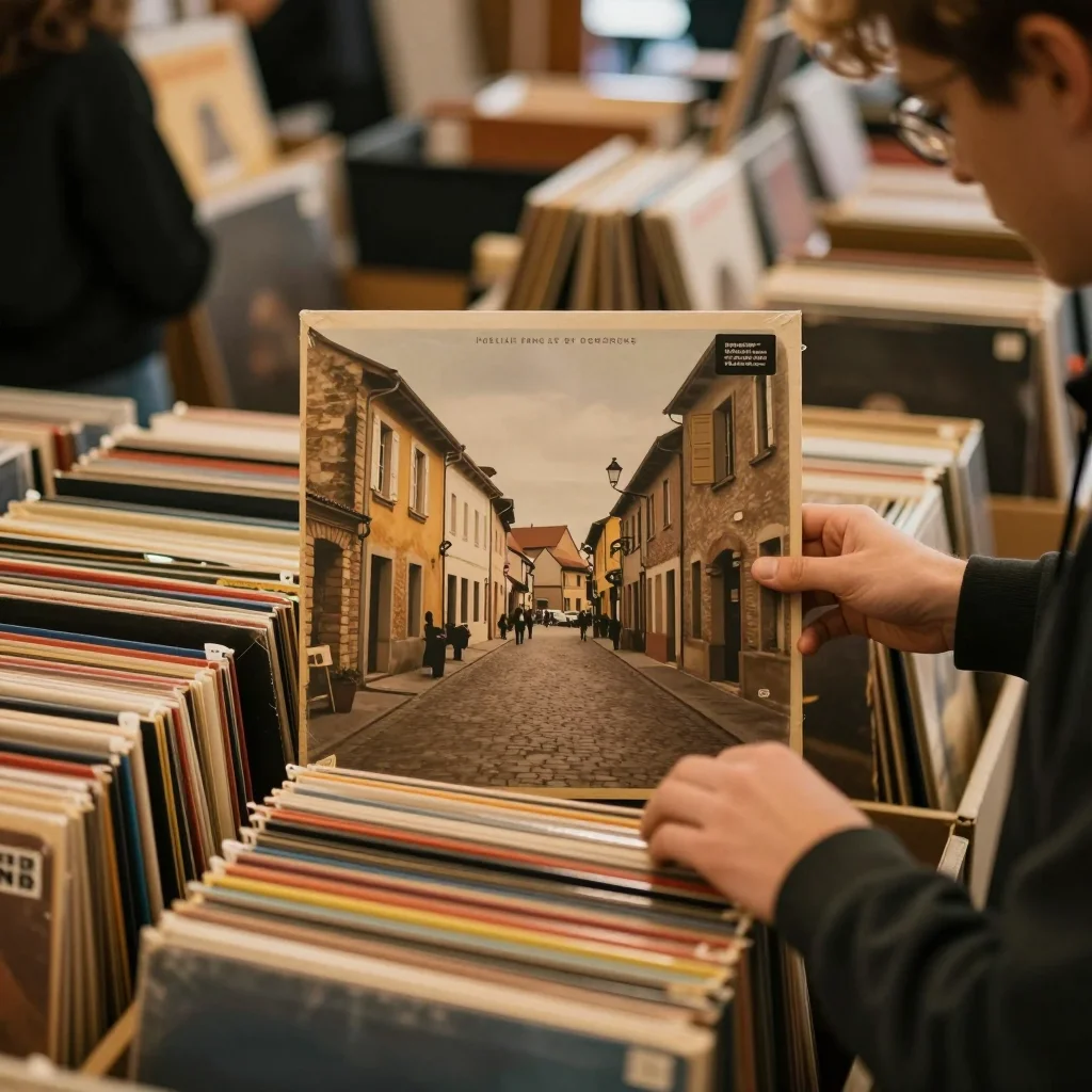 Table de ping pong d'occasion posée sur un sol en béton, charnières visibles et tapis contrôlé avec une balle - illustration 3