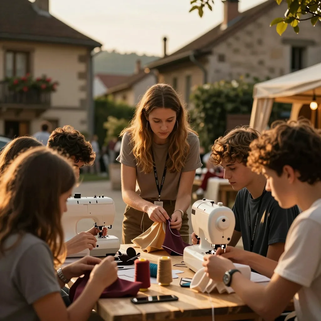 Casque intercom moto sans fil posé sur un guidon en métal brossé avec câbles de connexion visibles - illustration 3