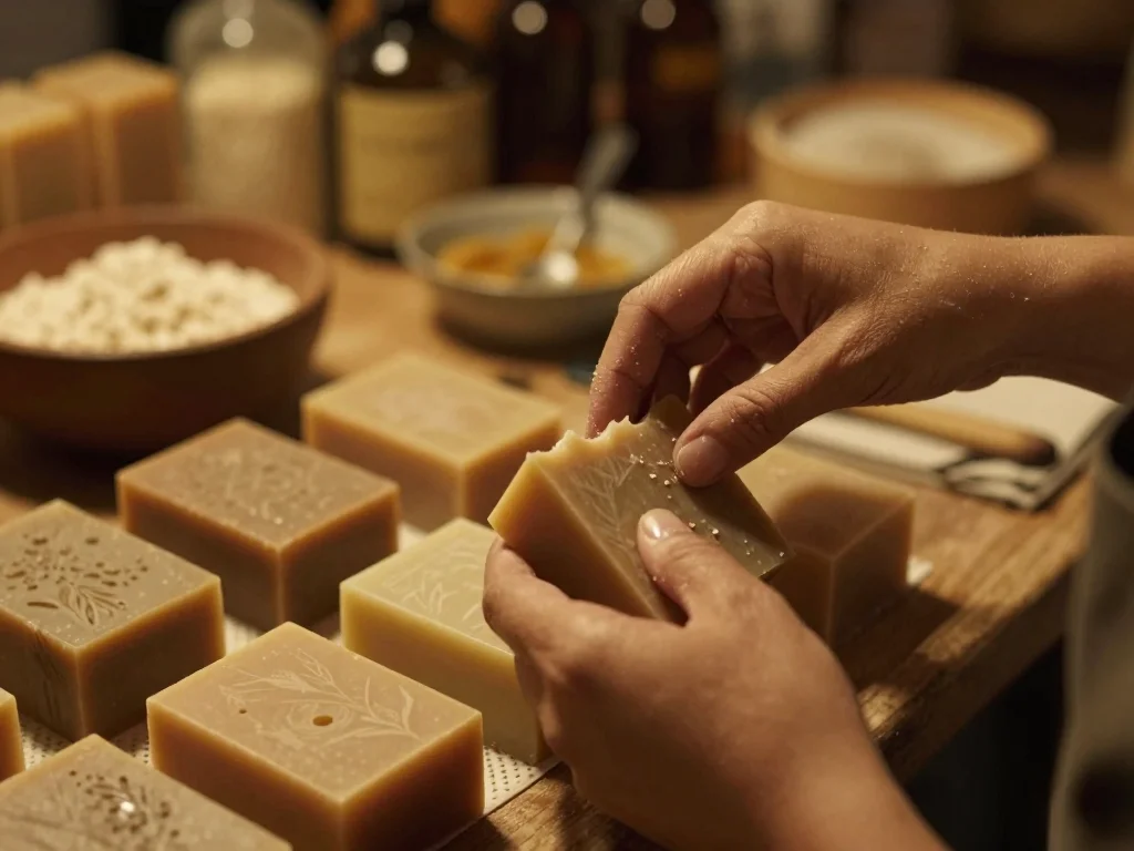 Veste moto en cuir vintage étalée sur une table avec règle et pièce de monnaie pour échelle - illustration 1
