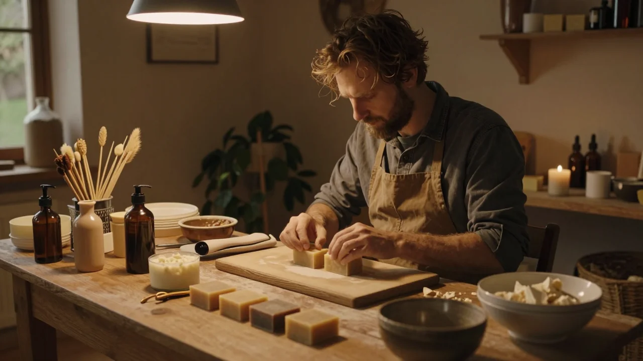 Veste moto en cuir vintage étalée sur une table avec règle et pièce de monnaie pour échelle - illustration 2