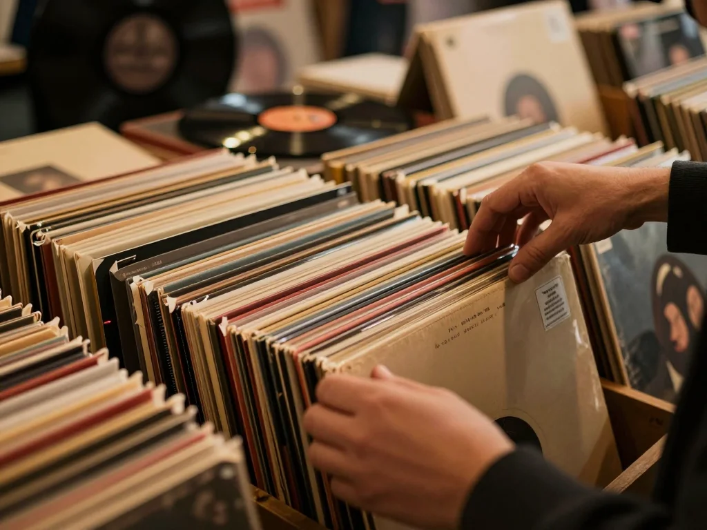 Mains inspectant les coutures et le tissage d'un drap-housse en lin ancien sur une table en bois - illustration 1