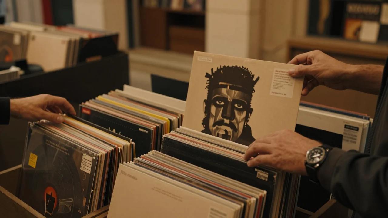 Mains inspectant les coutures et le tissage d'un drap-housse en lin ancien sur une table en bois - illustration 2