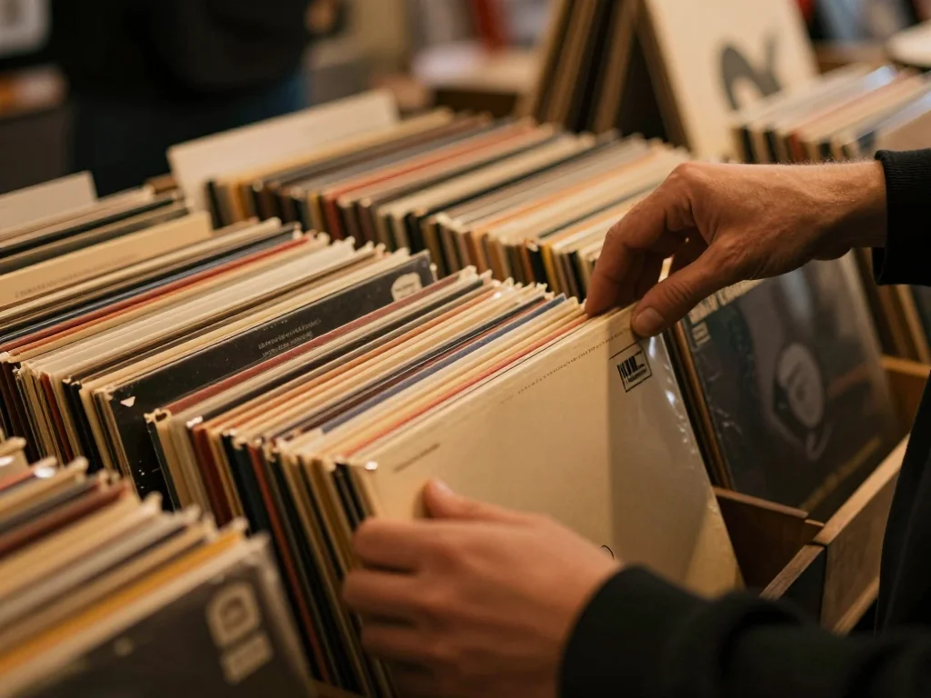 Objectif argentique Nikon AI posé sur une table de travail avec un chiffon microfibre et une lampe torche pour inspection des lamelles - illustration 1