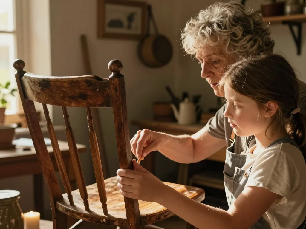 Enfant ajustant la hauteur du guidon sur une draisienne d occasion en extérieur - illustration 1