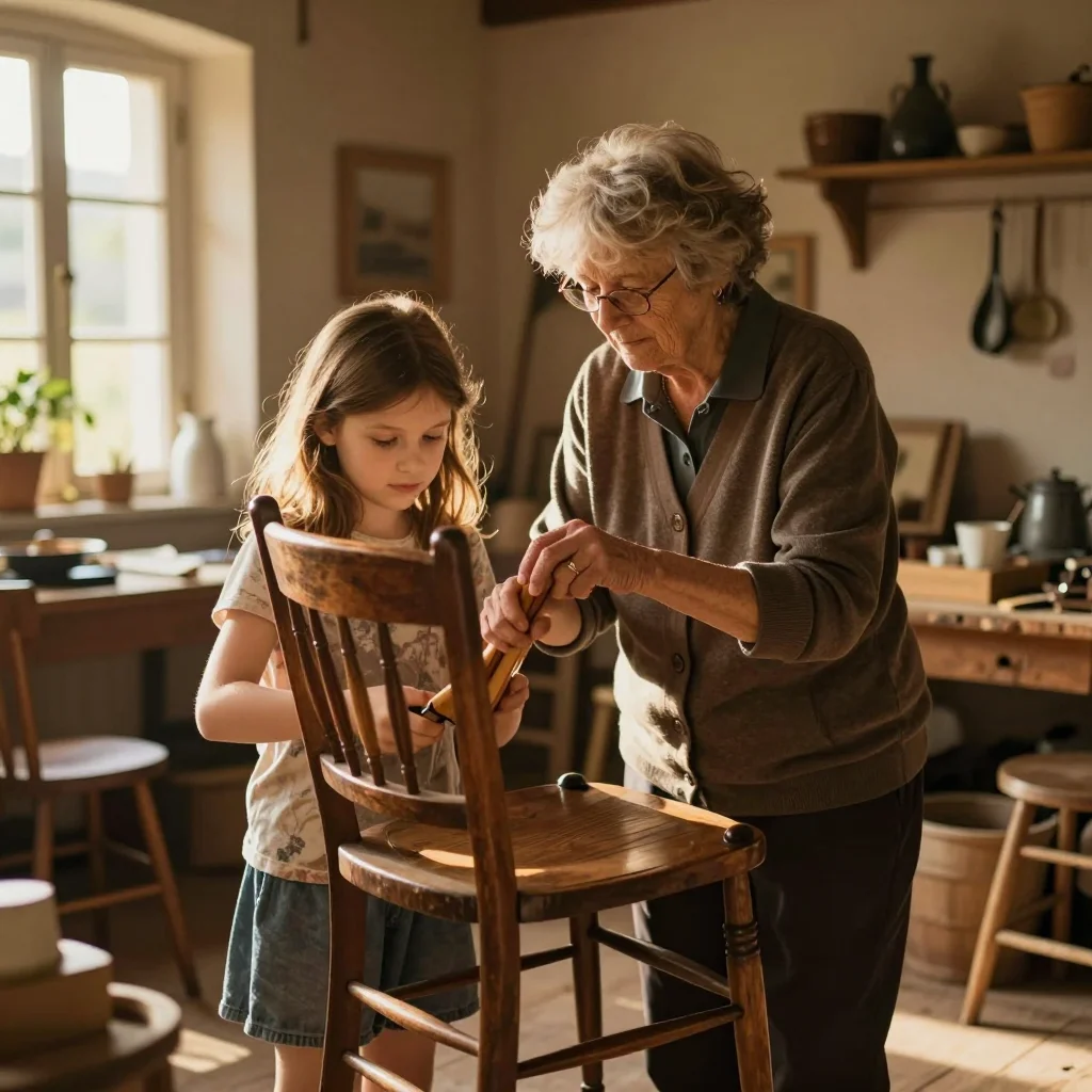 Enfant ajustant la hauteur du guidon sur une draisienne d occasion en extérieur - illustration 3