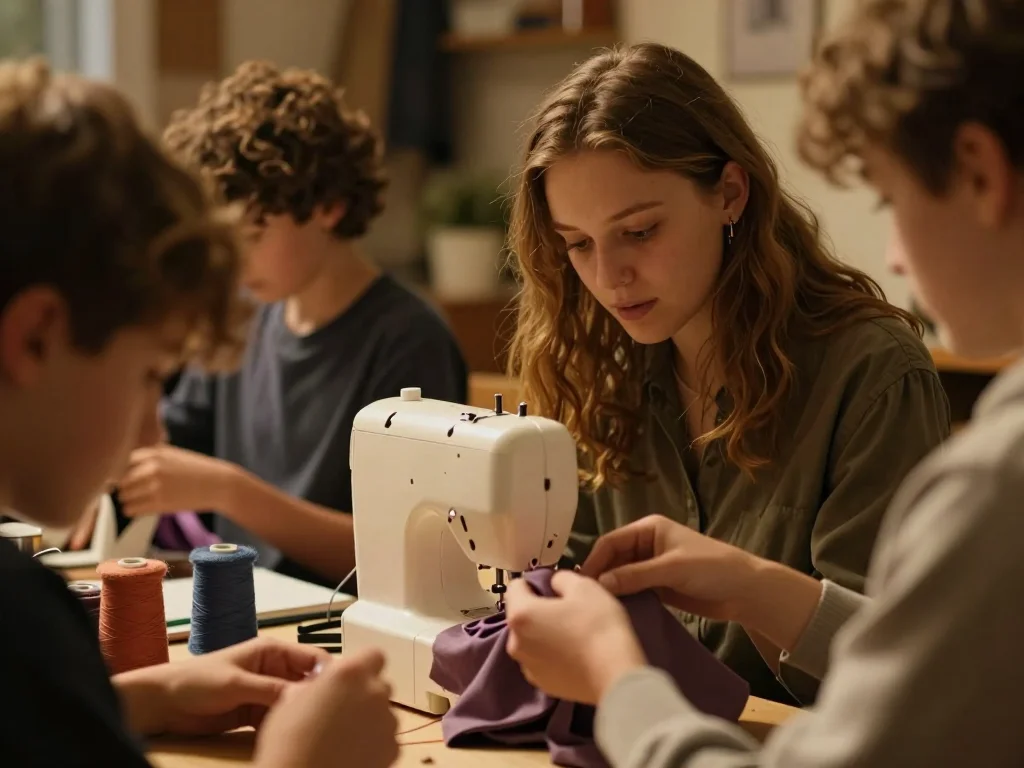 Bureau industriel en métal posé sur un sol de garage, avec mètre ruban et balance visible, lumière naturelle - illustration 1