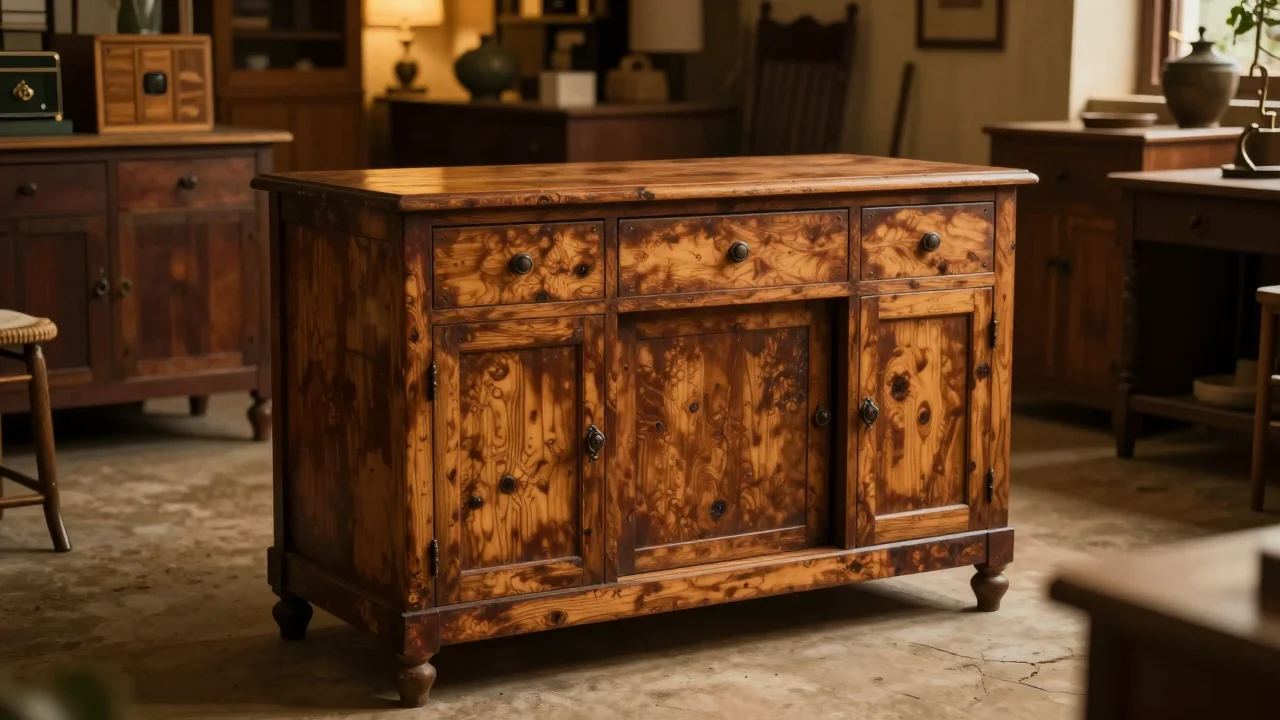 Livre ancien à couverture cartonnée ouvert sur une table en bois, lumière naturelle révélant les rousseures du papier et la reliure - illustration 2