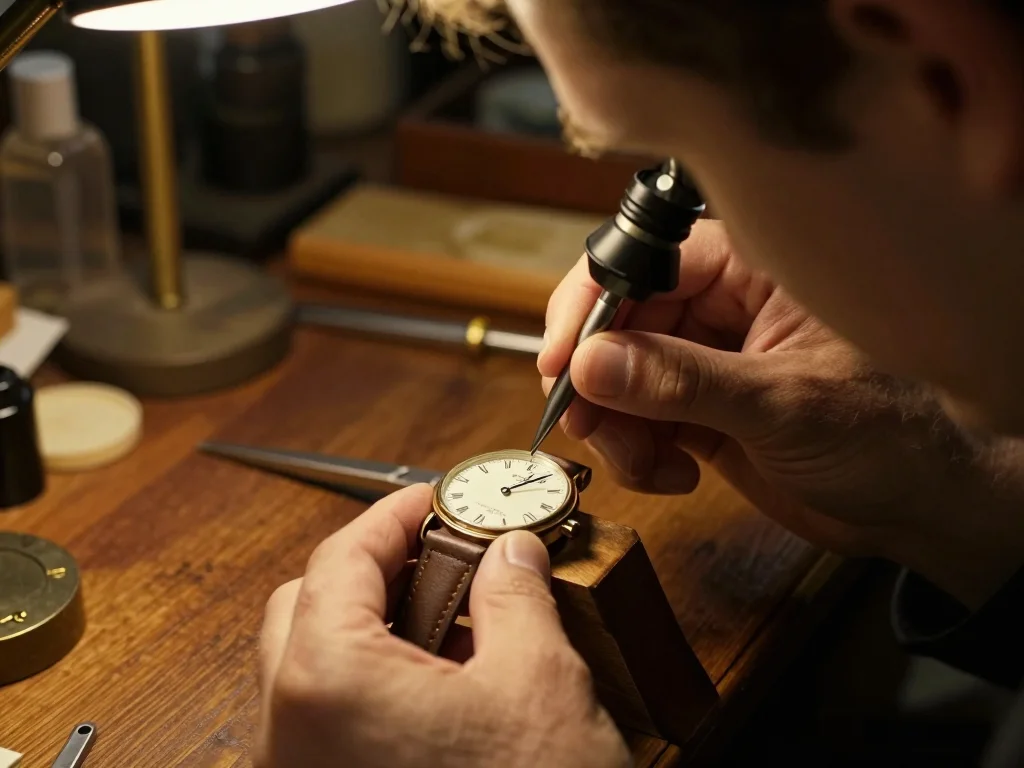 Machine à écrire mécanique ouverte montrant le ruban d'encre et le chariot en cours de vérification - illustration 1