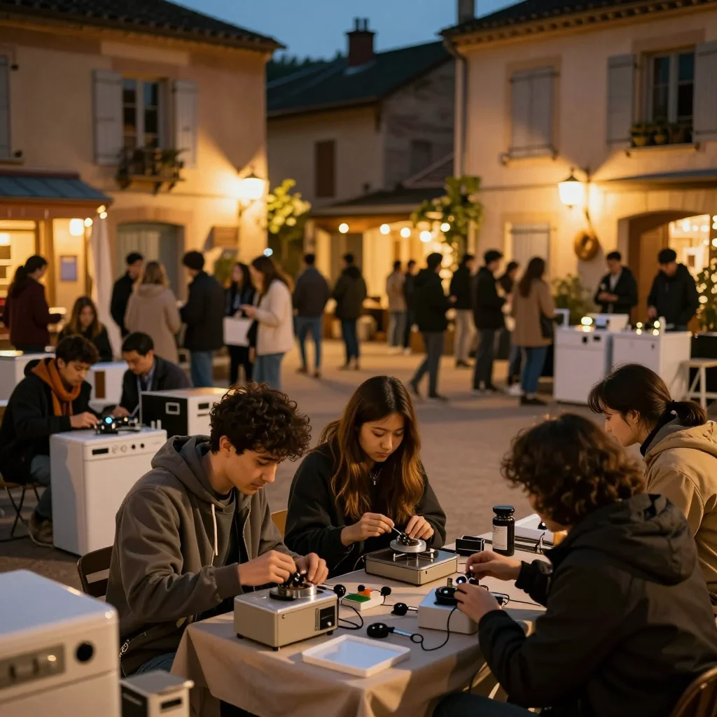 Outils de jardinage en fonte avec patine naturelle posés sur une table de travail en bois, éclairage naturel - illustration 3