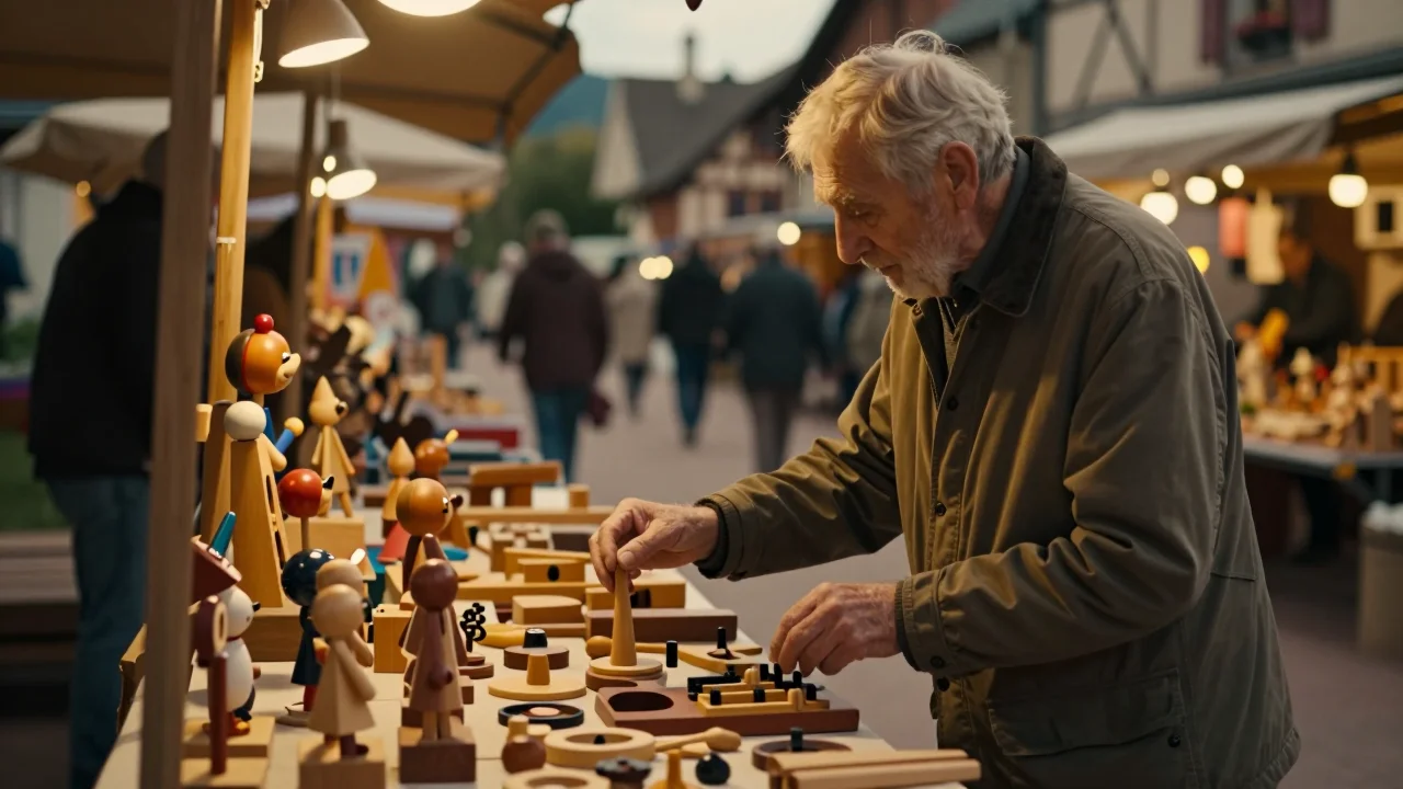 Pantalon de travail denim vintage posé sur une nappe blanche avec gros plan sur les rivets et les coutures - illustration 2