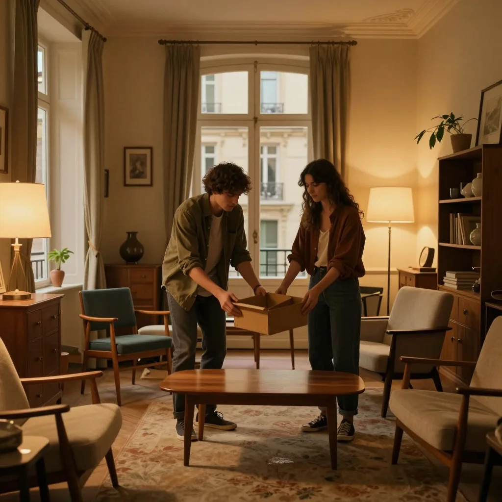 Accordéon diatonique ancien posé sur une table en bois avec un chiffon microfibre et un hygromètre à proximité pour inspection technique avant vente locale - illustration 3