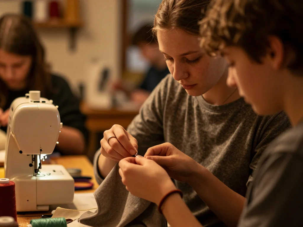 Garde temps vintage posée sur un tapis de travail avec outils de précision et chutes de cuir végétal - illustration 1