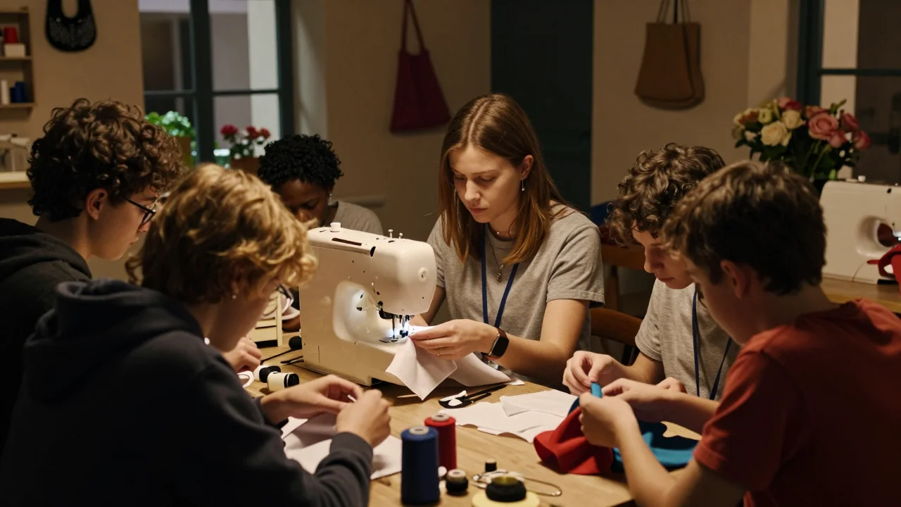 Garde temps vintage posée sur un tapis de travail avec outils de précision et chutes de cuir végétal - illustration 2