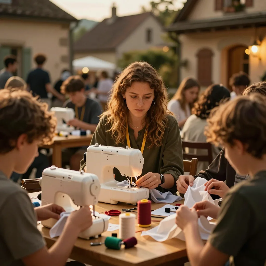Garde temps vintage posée sur un tapis de travail avec outils de précision et chutes de cuir végétal - illustration 3