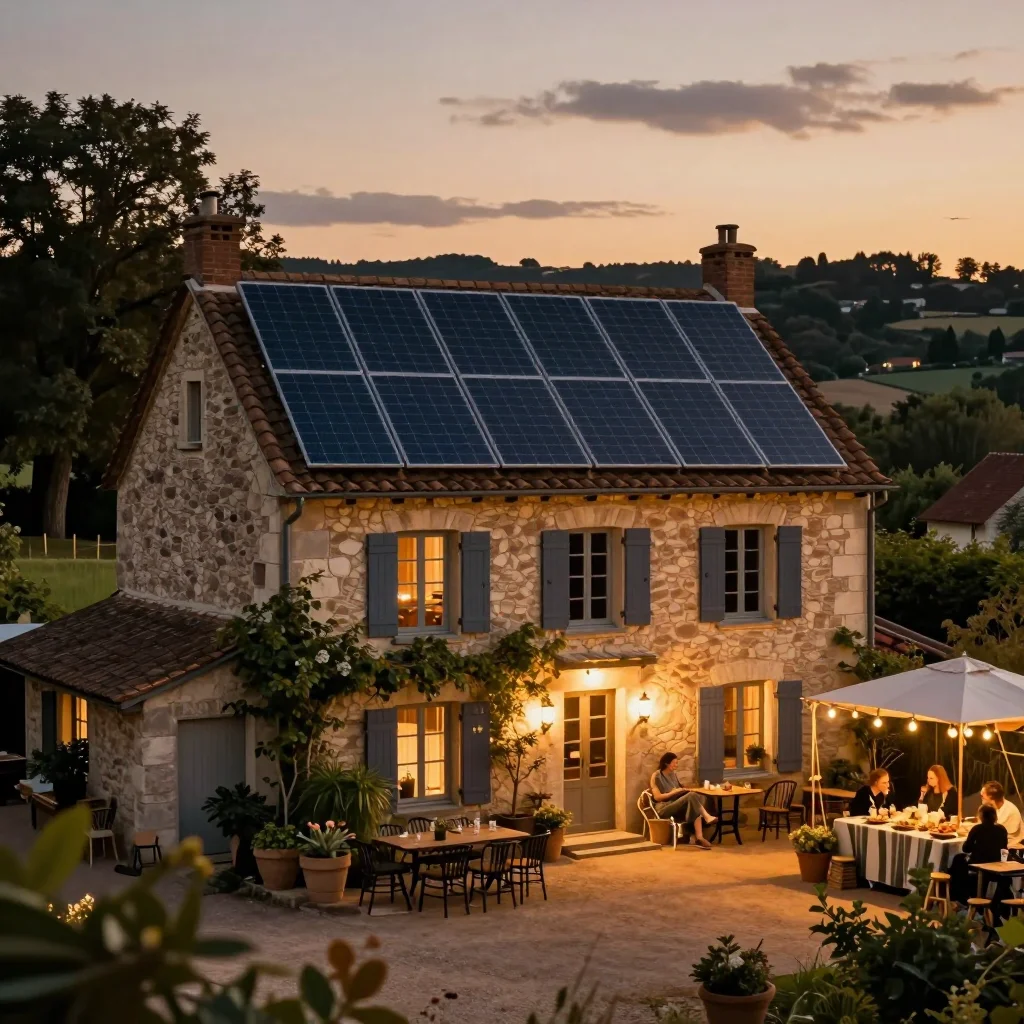 Guitare acoustique posée sur une table de travail avec un métronome et des cordes neuves - illustration 3