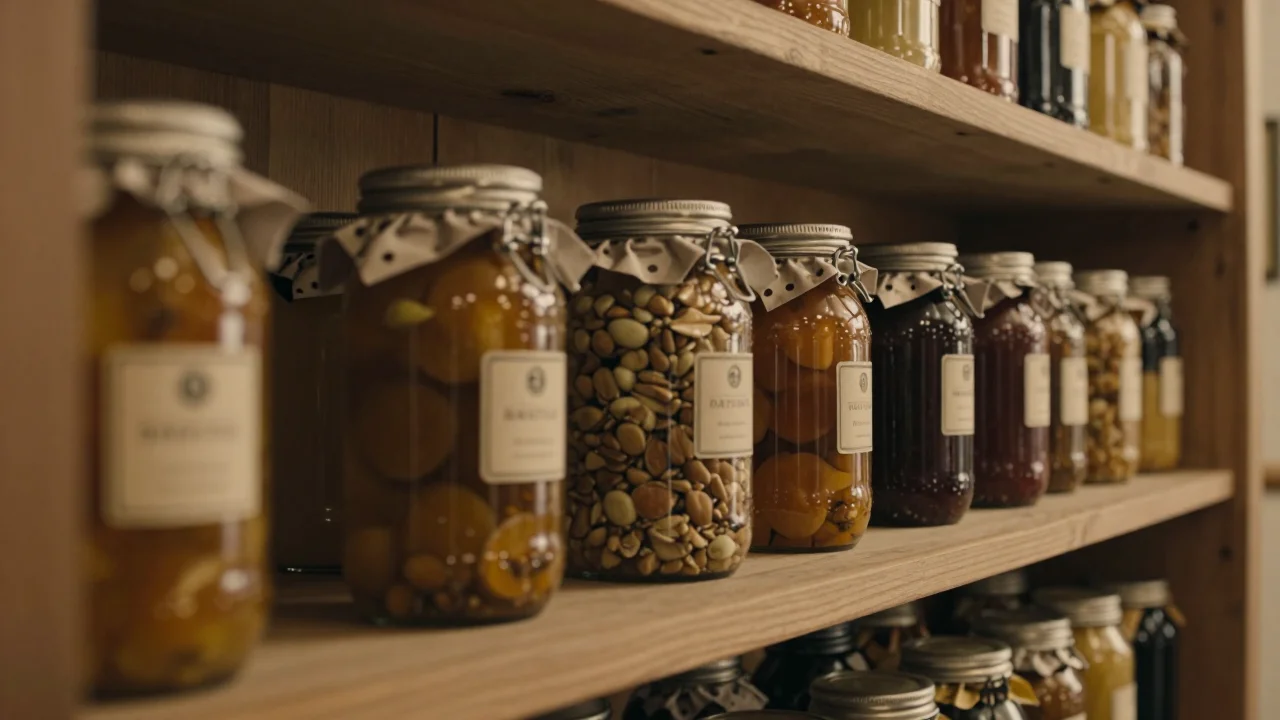 Poêle en fonte restaurée posée sur un carrelage clair avec règle graduée et gouttes d'huile de colza - illustration 2