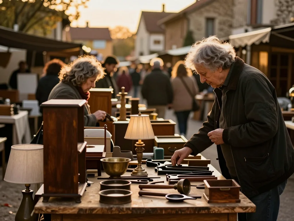 Sac à dos de randonnée déposé sur une table en bois, sangles de hanche et mousquetons métalliques visibles sous un éclairage naturel - illustration 1