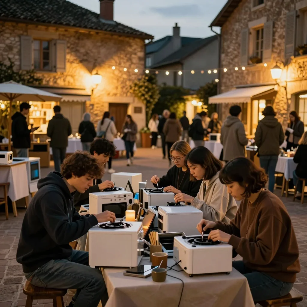 Vinyle avec pochette rigide et cannette centrale intacte posé sur une table en bois naturel, éclairage latéral - illustration 3