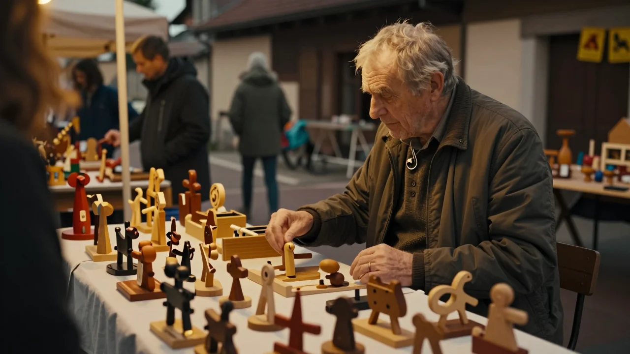 Sac à langer ouvert montrant des compartiments propres et une fermeture éclair testée sur table en bois - illustration 2