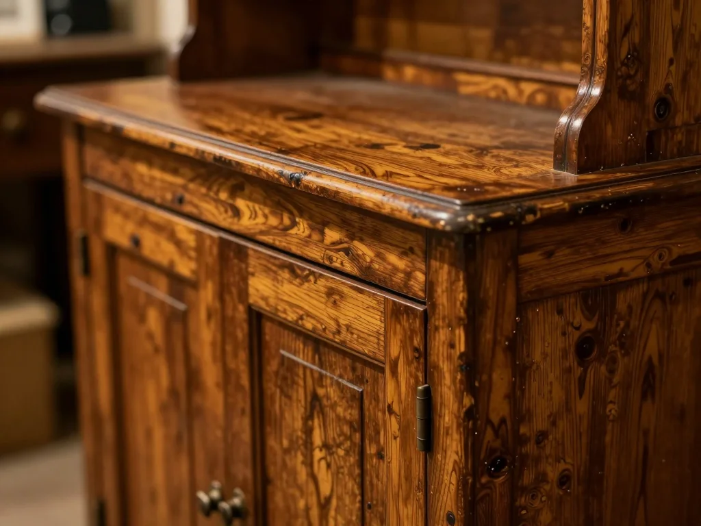 Détail d'une douille E27 sur une lampe vintage avec cordon tressé posé sur un établi en bois clair - illustration 1