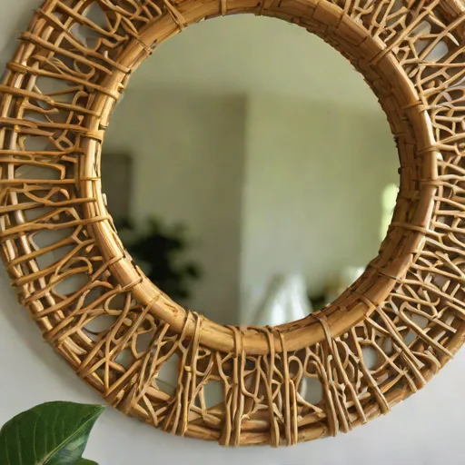 Miroir rond en rotin 80cm diamètre - Photo 2