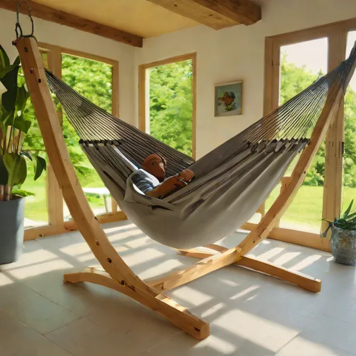 Hamac double avec support acier 200kg